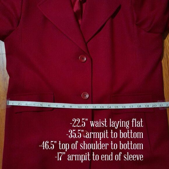 SOLD🔴🔴🔴🔴🔴🔴Vintage Dark Red Wool Forecaster Trench Coat Women's size 12 - Picture 6 of 8